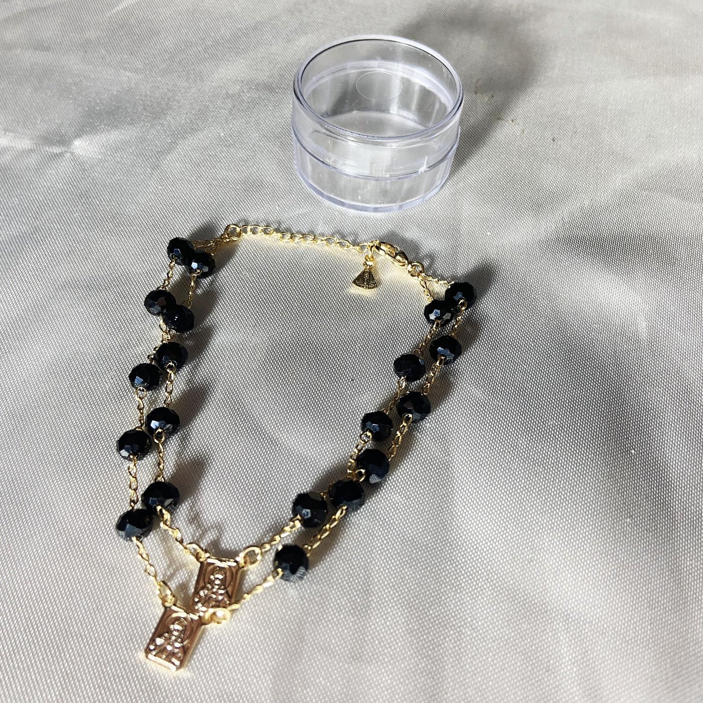 PULSEIRA ESCAPULARIO CRISTAL PRETO (3 UNIDADES)