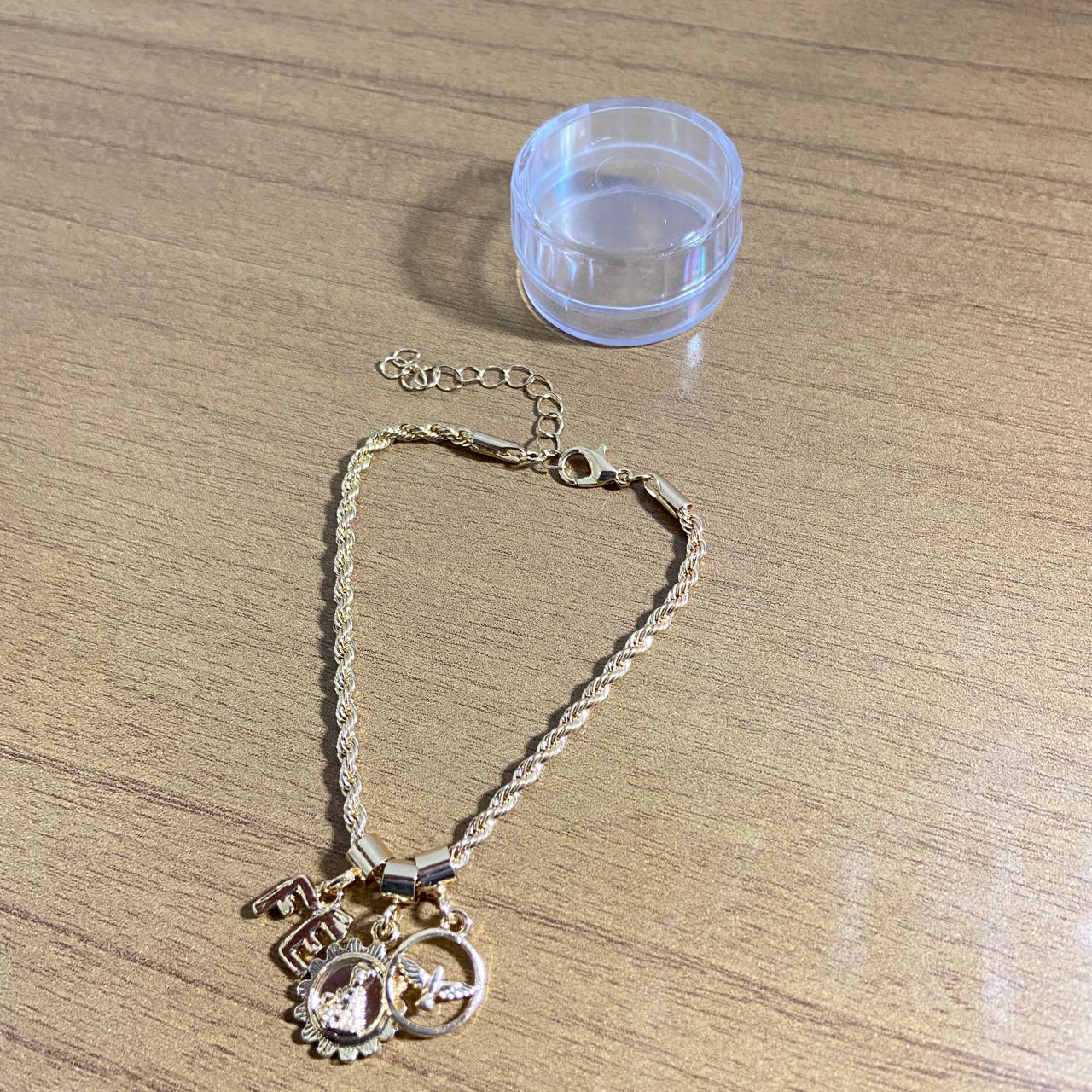 PULSEIRA DOURADA NOSSA SENHORA APARECIDA E FÉ (6 UNIDADES)