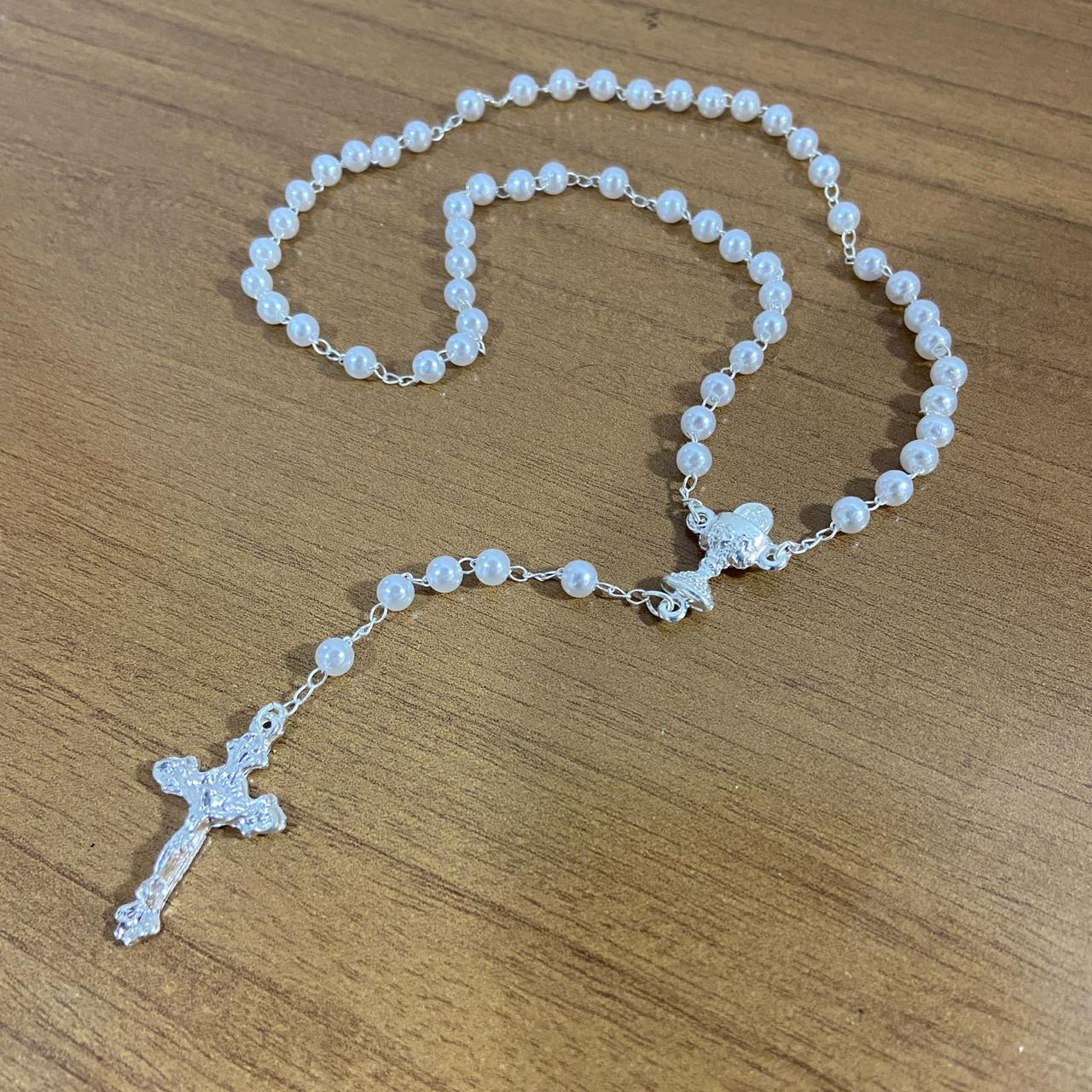 TERÇO PÉROLA COM CÁLICE 4MM (12 UNIDADES)