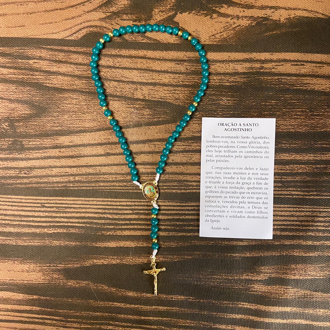 TERÇO PÉROLA VERDE SANTO AGOSTINHO 6MM (1 UNIDADE)
