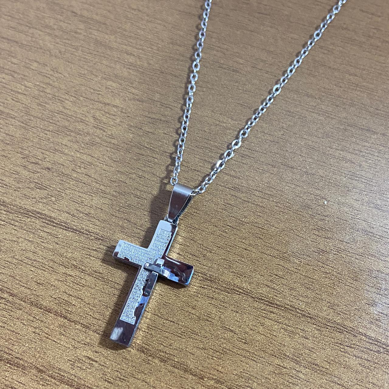CORRENTE AÇO INOX CRUCIFIXO PAI NOSSO MOD1 (1 UNIDADES)