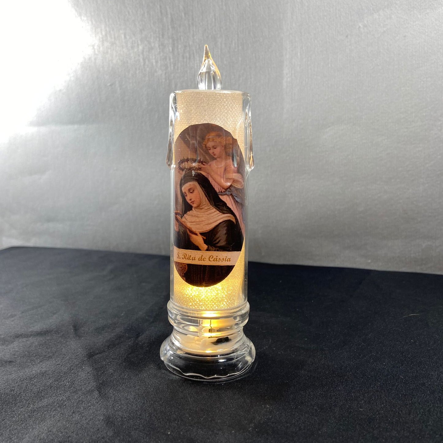 VELA ELETRÔNICA TRANSPARENTE SANTA RITA 15CM (1 UNIDADE)