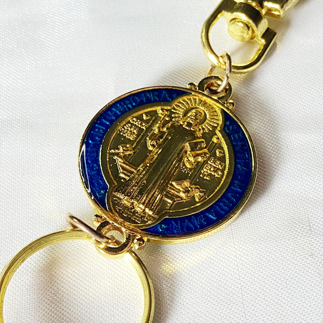 CHAVEIRO LUXO MOSQUETE MEDALHA SÃO BENTO (6 UNIDADES)