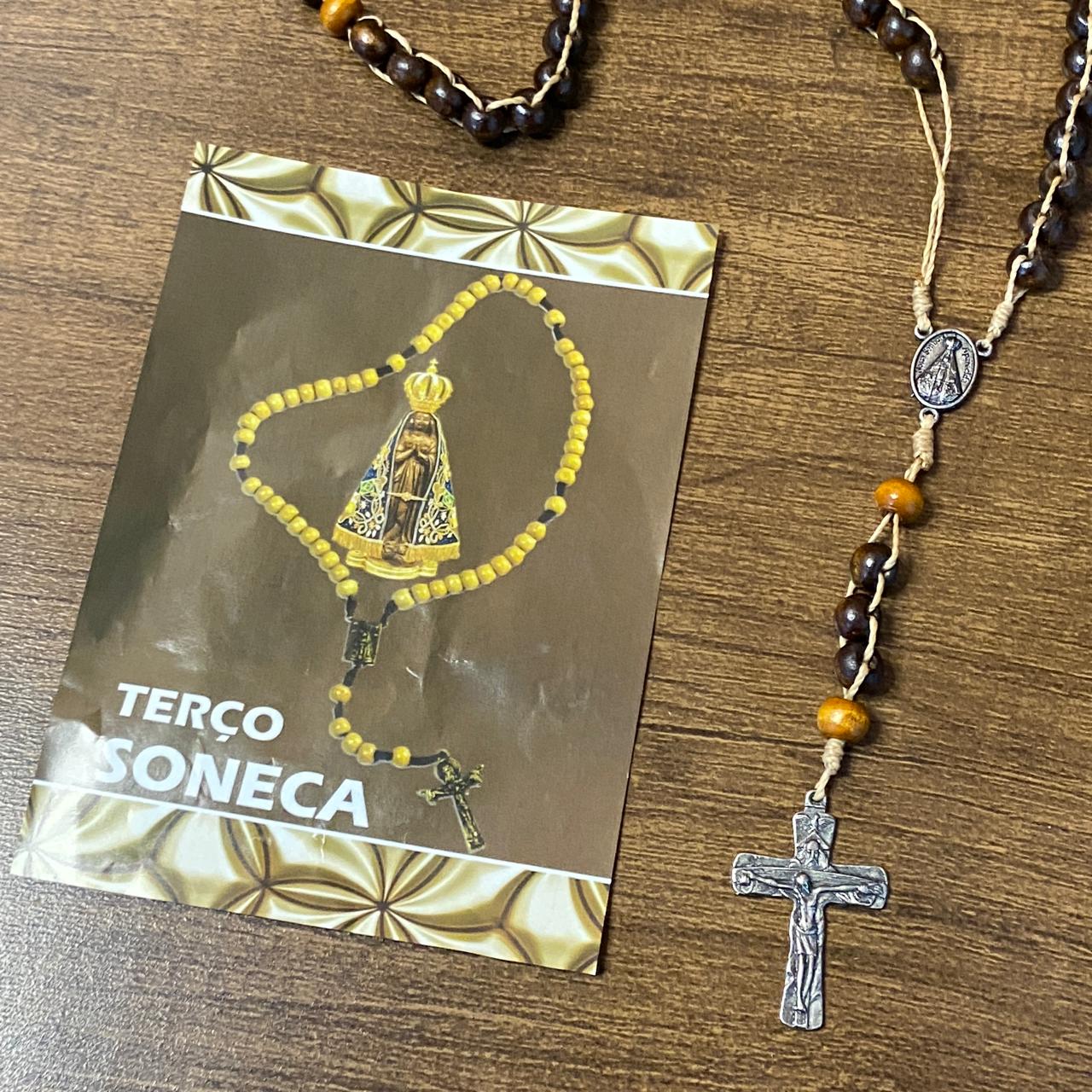 TERÇO DE MADEIRA SONECA NOSSA SENHORA APARECIDA 8MM(1 UNIDADE)