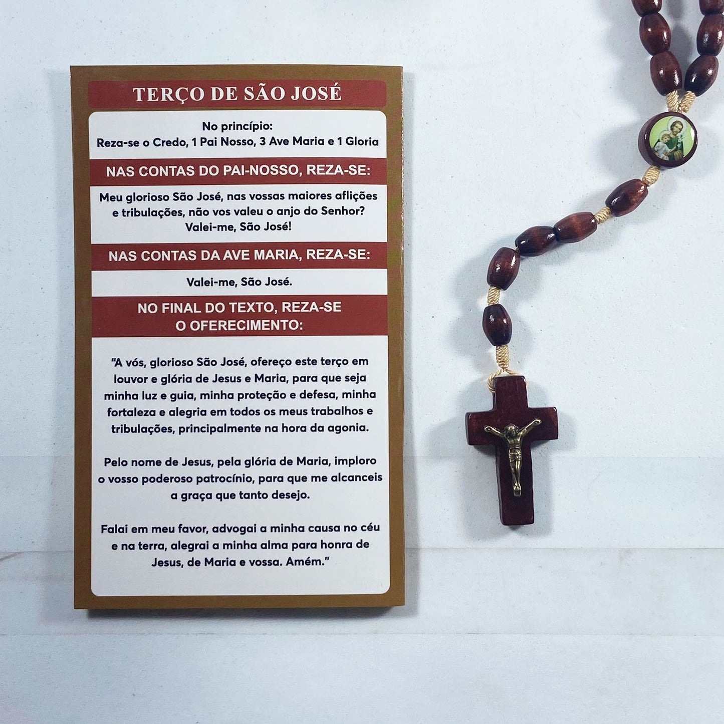 TERÇO DE MADEIRA SÃO JOSÉ 8MM (3 UNIDADES)