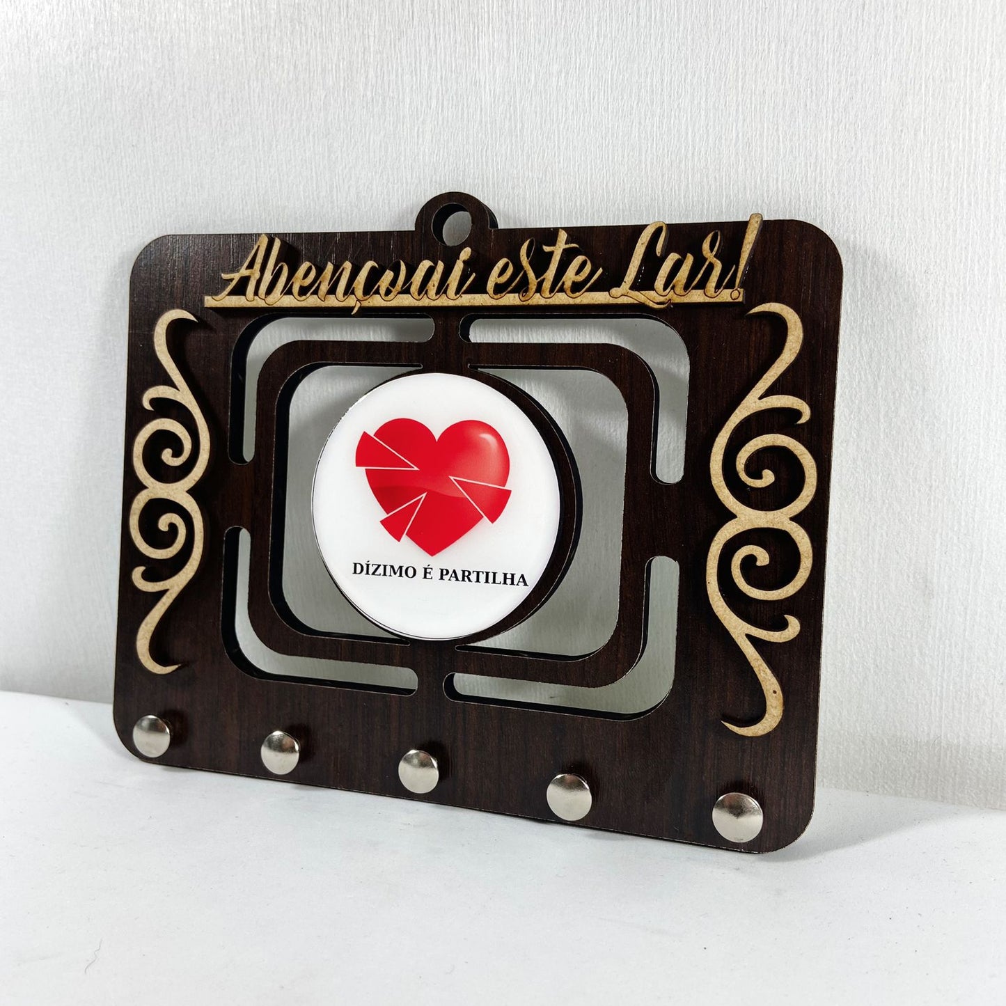 PORTA CHAVE VAZADO RESINADO DÍZIMO E PARTILHA 14CM (1 UNIDADE)