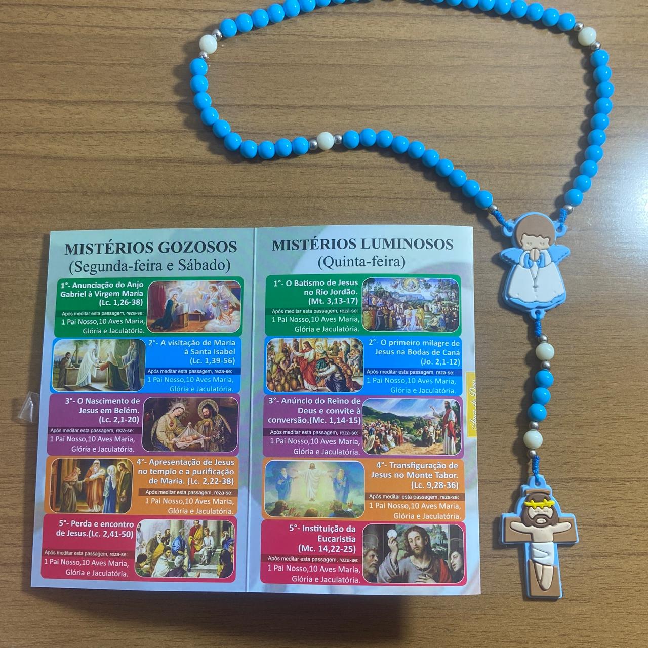 TERÇO DA CRIANÇA ANJO DA GUARDA AZUL 08MM (1 UNIDADE)