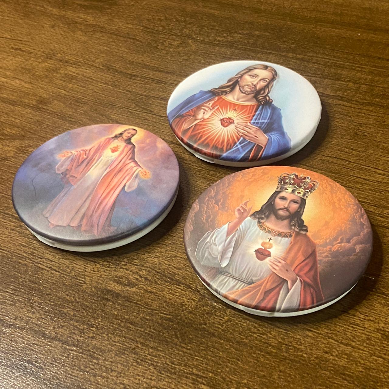 ESPELHO DE BOLSA SAGRADO CORAÇÃO DE JESUS ( 3 UNIDADES )