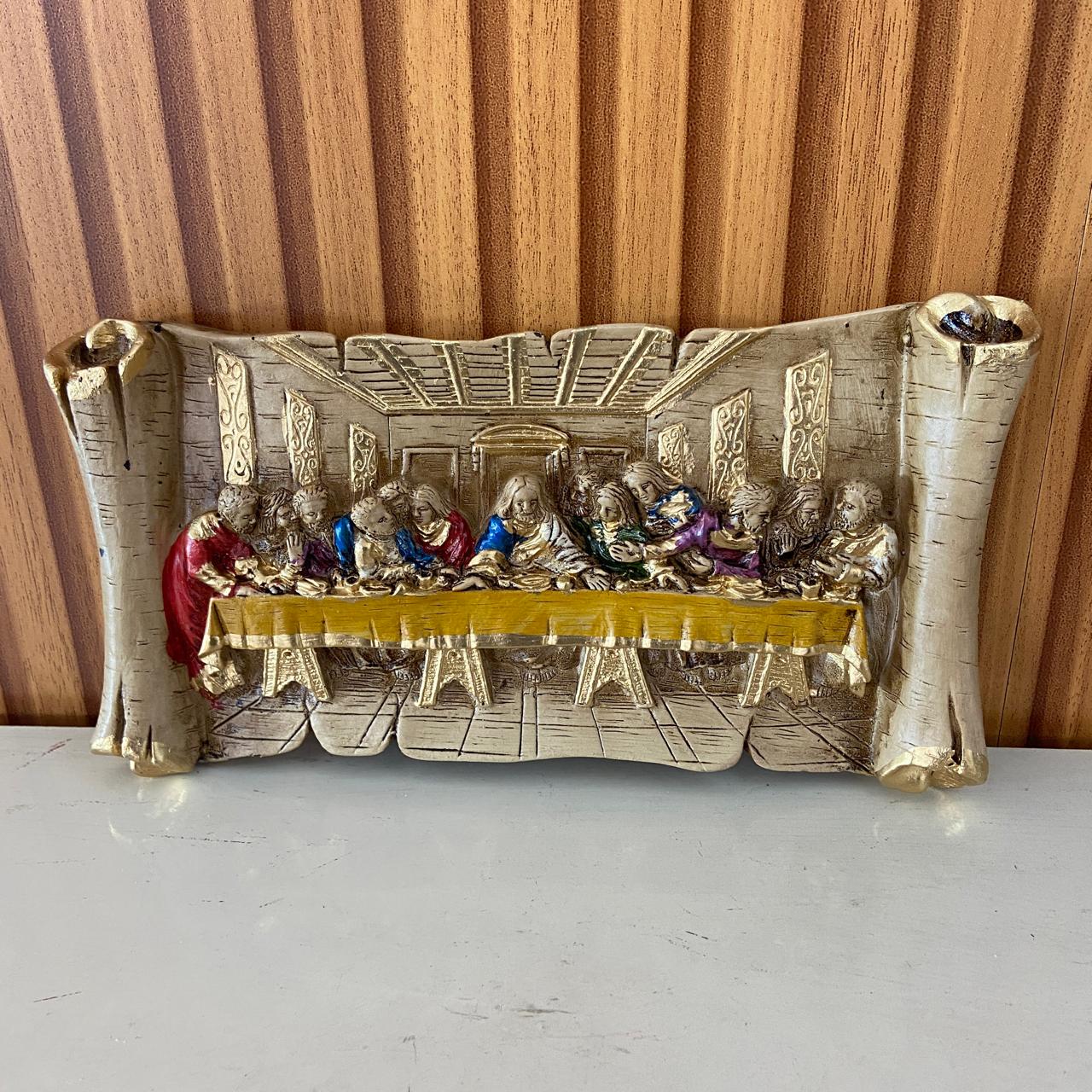 IMAGEM DE GESSO PERGAMINHO SANTA CEIA 11X22CM (1 UNIDADE)