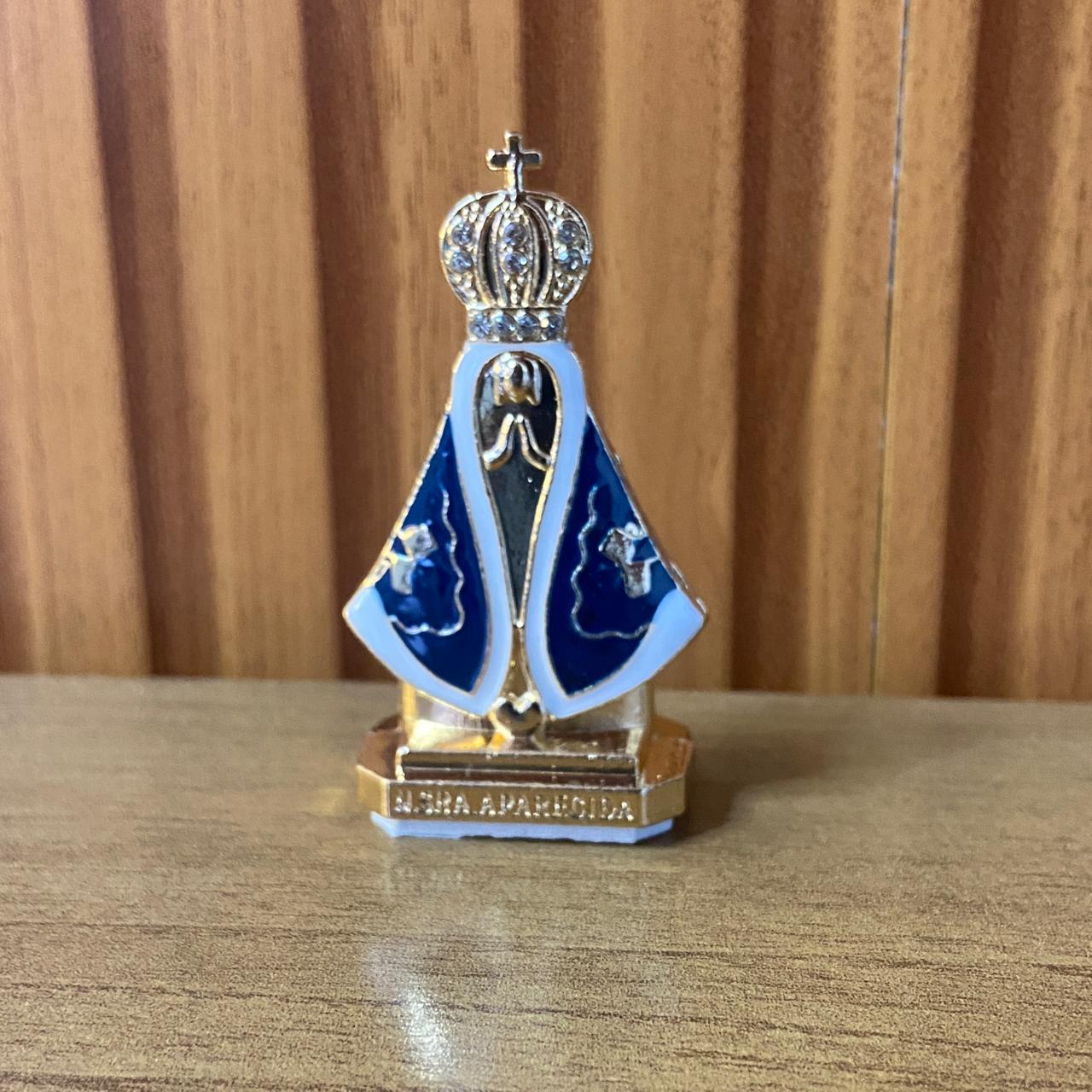 IMAGEM NOSSA SENHORA APARECIDA DOURADA COM STRASS PARA CARRO MOD3 6CM (12 UNIDADES)