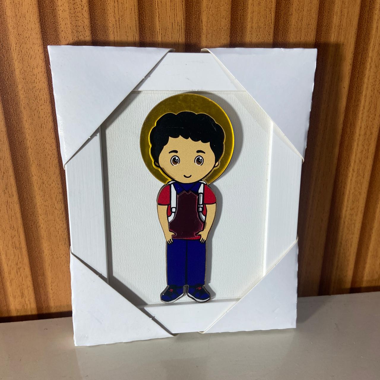 QUADRO MDF CARLO ACUTIS INFANTIL COM ACRÍLICO 15,6CMX 12,6CM (1 UNIDADE)