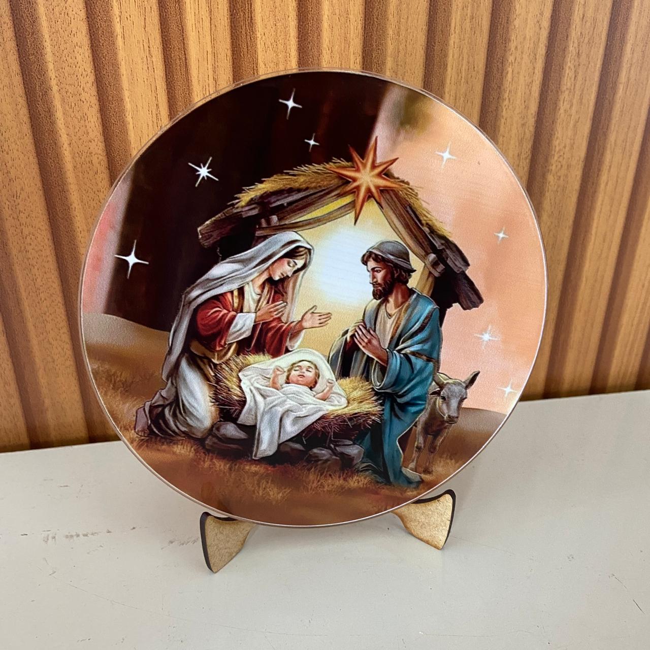 ADORNO DE MESA ACRÍLICO RESINADO PRESÉPIO MOD2 15CM (1 UNIDADE)