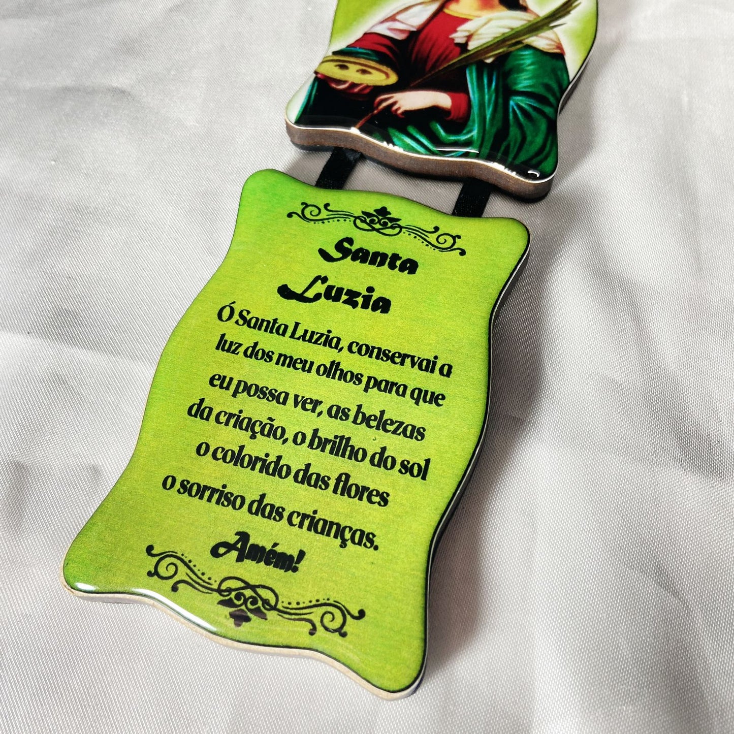 ADORNO DUPLO QUADRADO FITA SANTA LUZIA (1 UNIDADE)