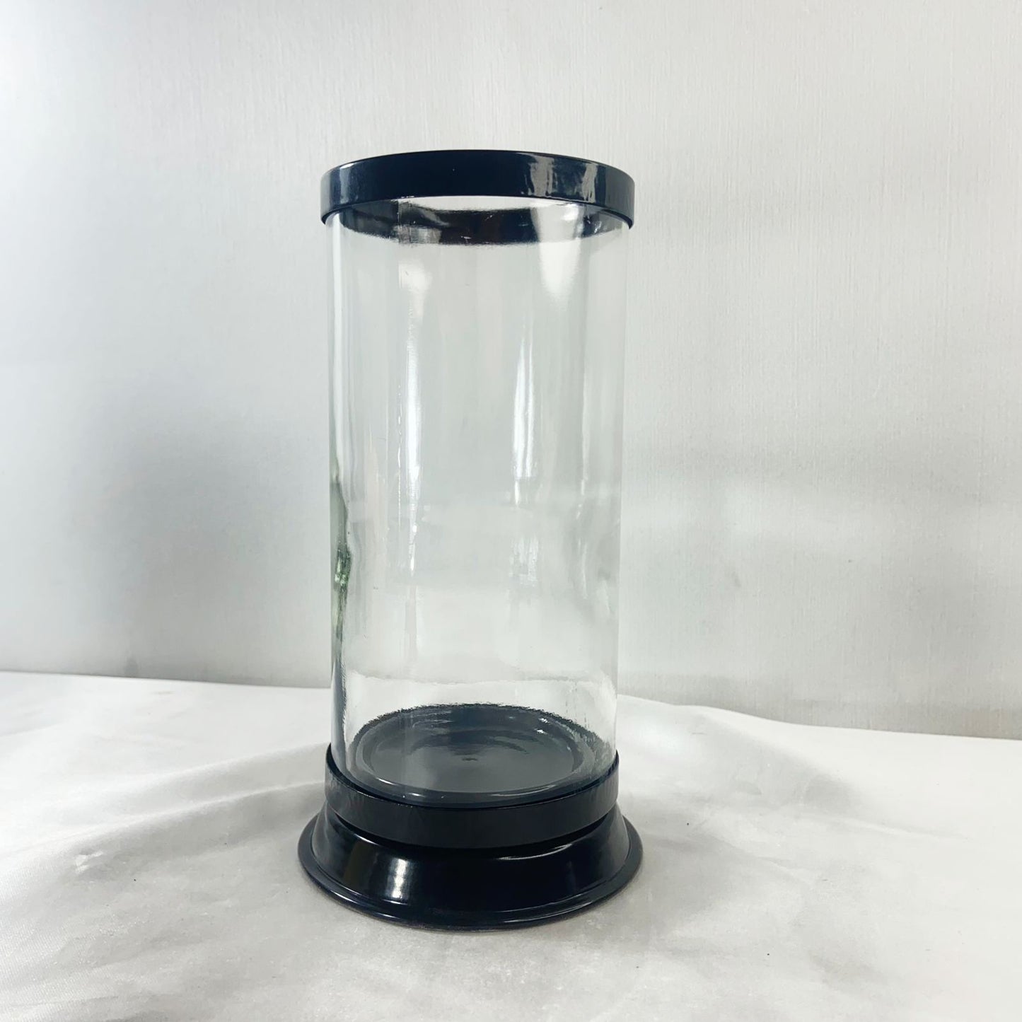 PORTA VELA DE VIDRO G PRETO 18CM (1 UNIDADE)