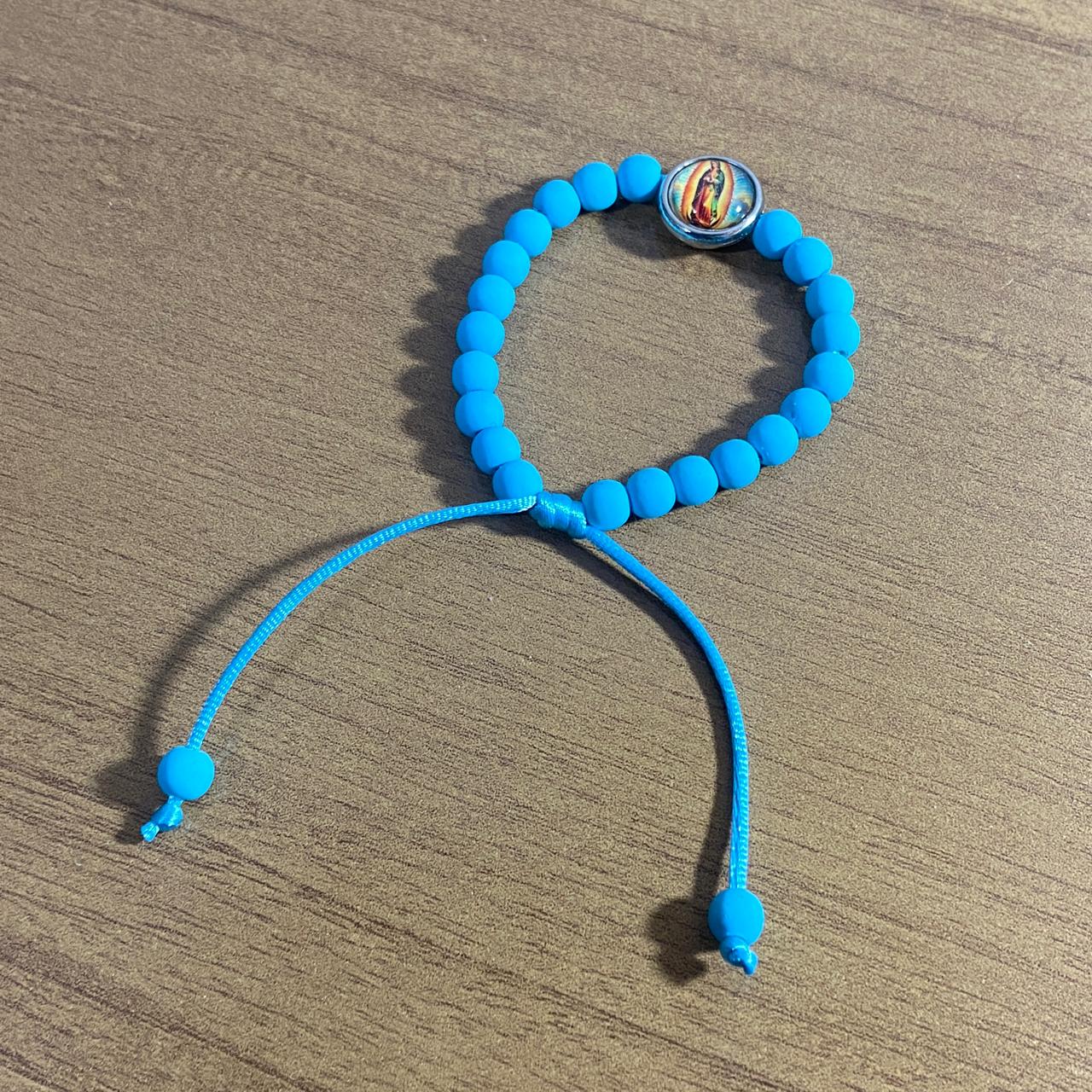 PULSEIRA EMBORRACHADA NOSSA SENHORA DE GUADALUPE AZUL REGULÁVEL (6 UNIDADES)