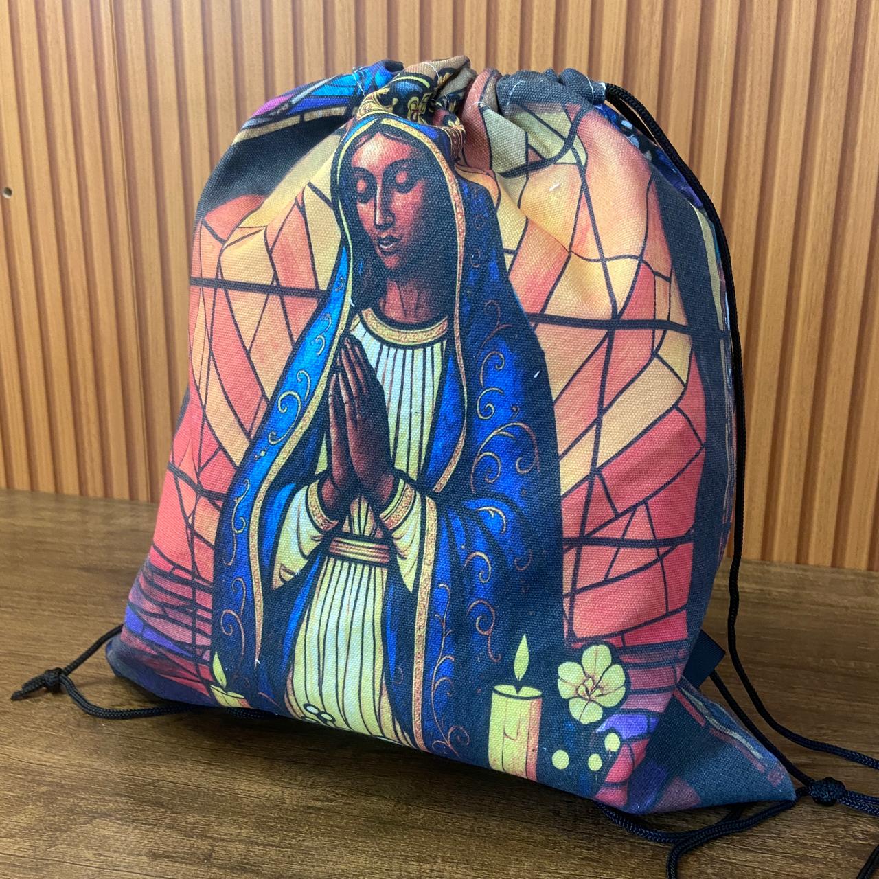 MOCHILA SACO NOSSA SENHORA APARECIDA 39,5x35,5CM - MOD4 (1 UNIDADE)