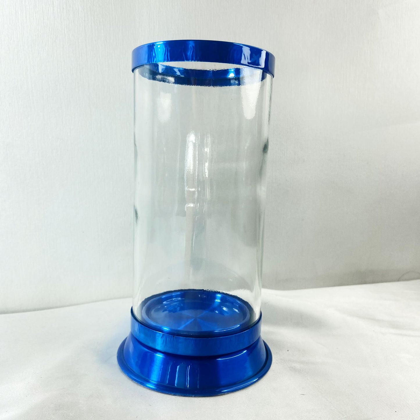 PORTA VELA DE VIDRO G AZUL 18CM (1 UNIDADE)
