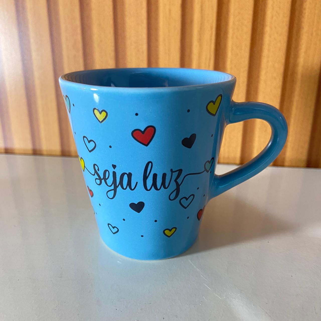 XÍCARA AZUL MOD1 SEJA LUZ 120ML (1 UNIDADE)