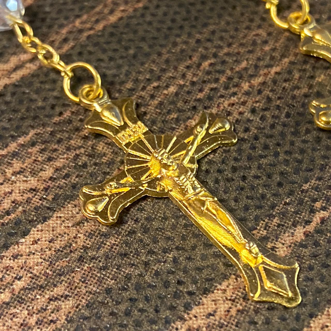 TERÇO CRISTAL NOSSA SENHORA APARECIDA CORES SORTIDAS 6MM ( 6 UNIDADES)