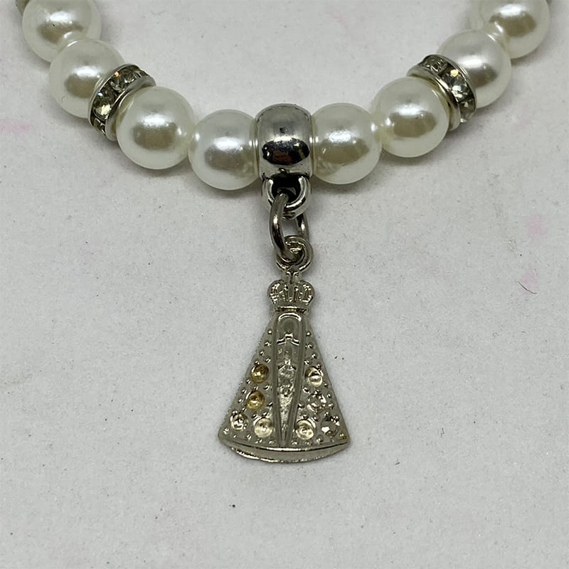 PULSEIRA PÉROLA NOSSA SENHORA APARECIDA BRANCO (6 UNIDADES)