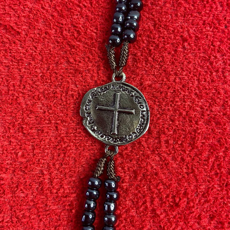 TERÇO PULSEIRA MIÇANGA DUAS MEDALHAS (6 UNIDADES)