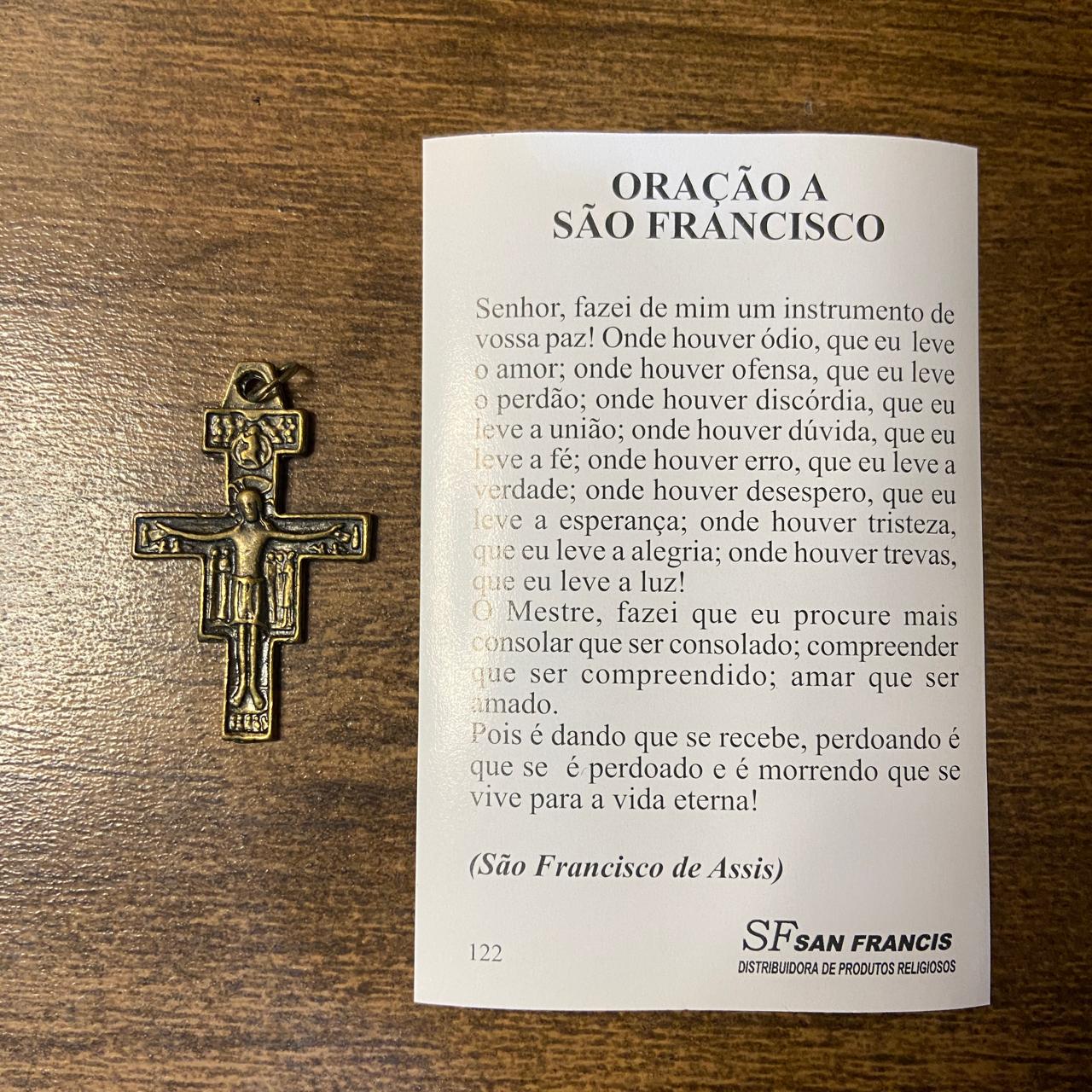 PINGENTE OURO VELHO CRUZ SÃO DAMIÃO (1 UNIDADE)