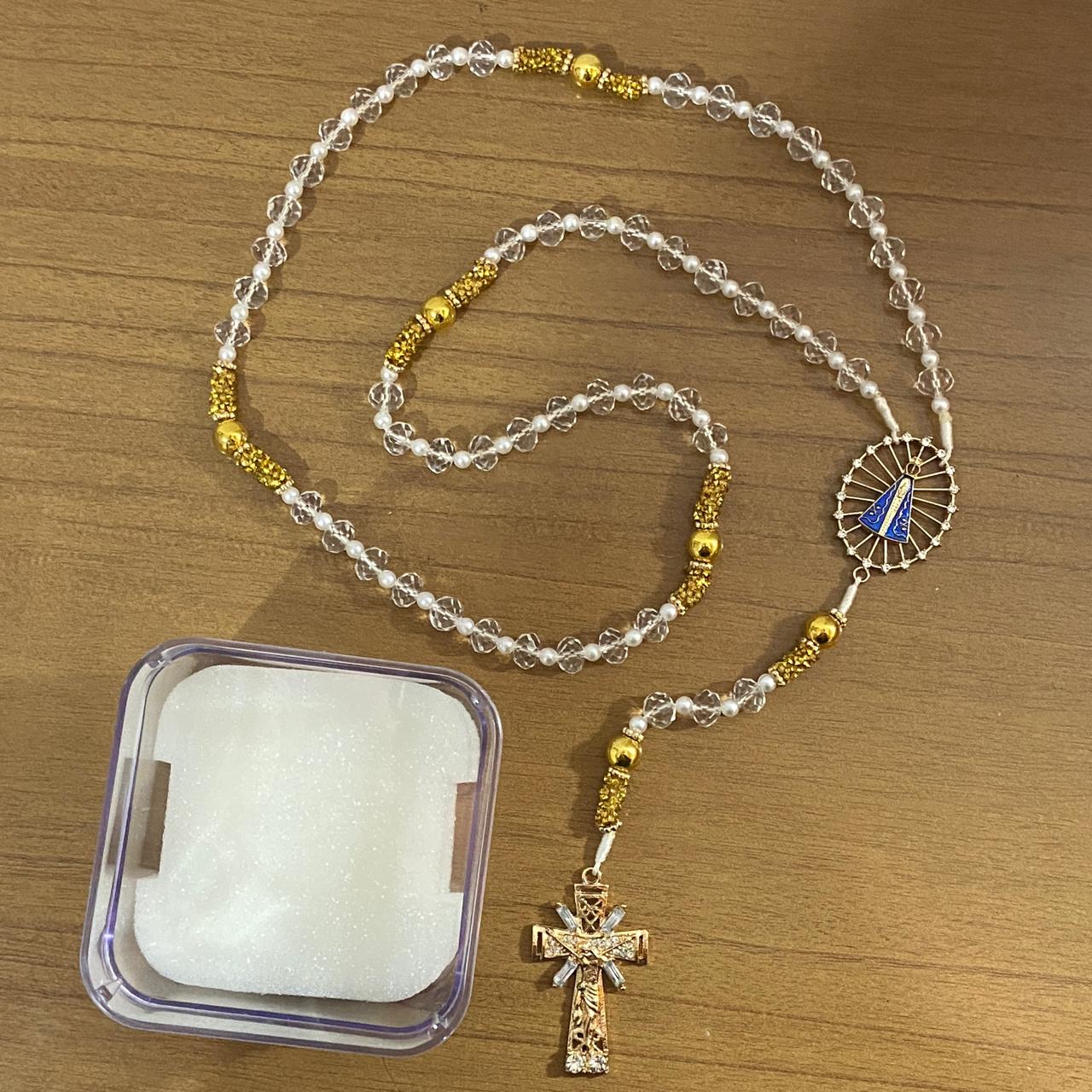 TERÇO DE NOIVA CRISTAL NOSSA SENHORA APARECIDA MOD8 10MM (1 UNIDADE)
