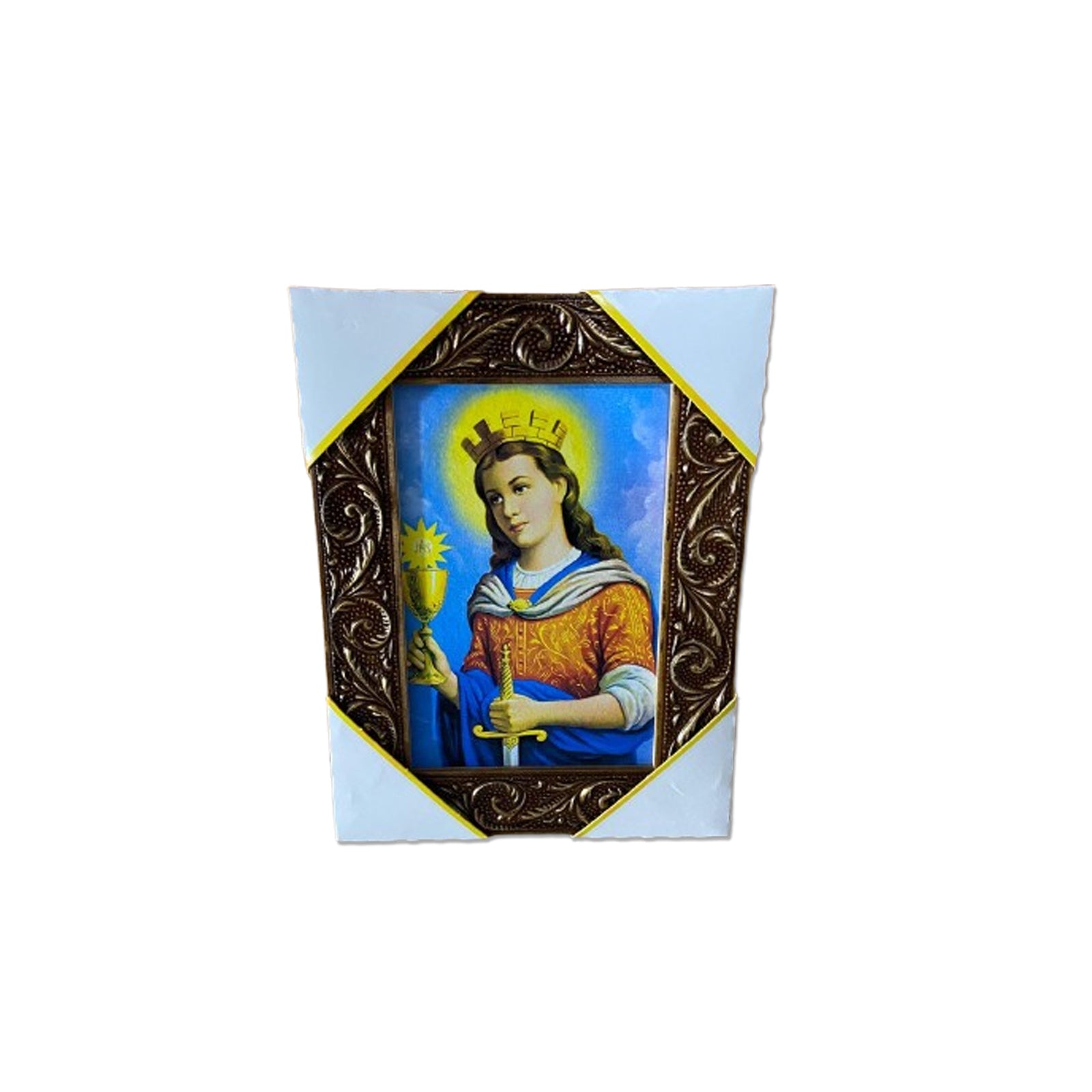 QUADRO COM MOLDURA RESINADO SANTA BÁRBARA 20,5X15,5 (1 UNIDADE