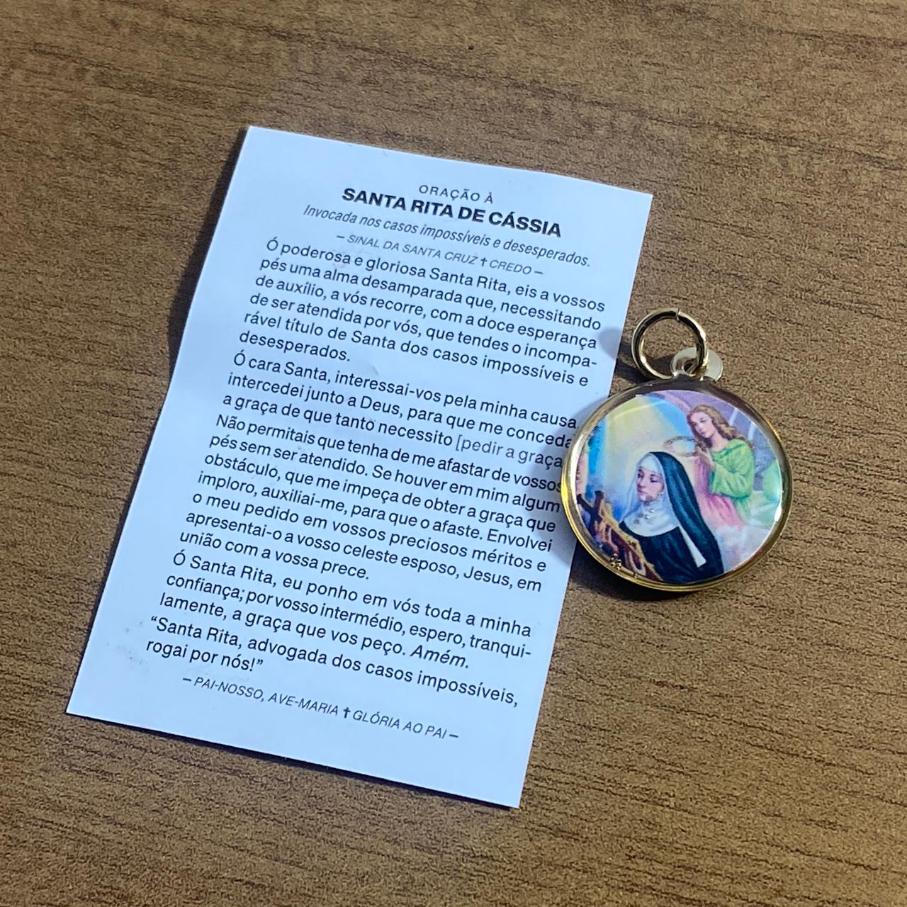 MEDALHA DUPLA FACE SANTA RITA DE CÁSSIA (12 UNIDADES)