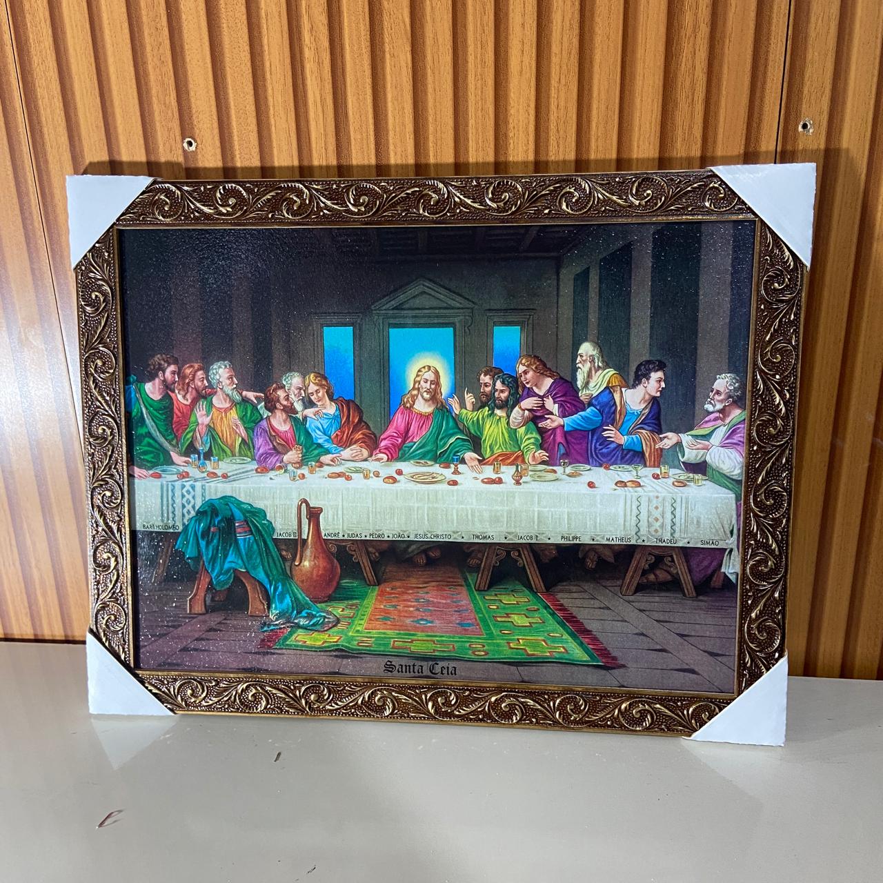 QUADRO COM MOLDURA RESINADO SANTA CEIA 34CMX44CM (1 UNIDADE)
