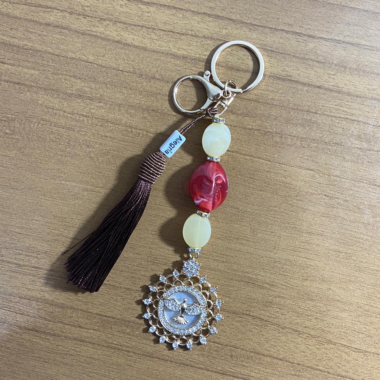 CHAVEIRO DE PEDRARIAS DIVINO ESPÍRITO SANTO COM STRASS MOD4 (1 UNIDADE)