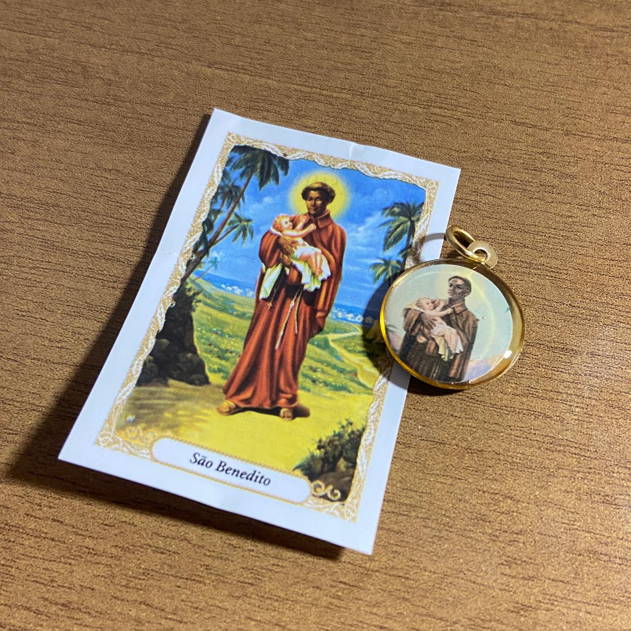 MEDALHA DUPLA FACE SÃO BENEDITO (12 UNIDADES)