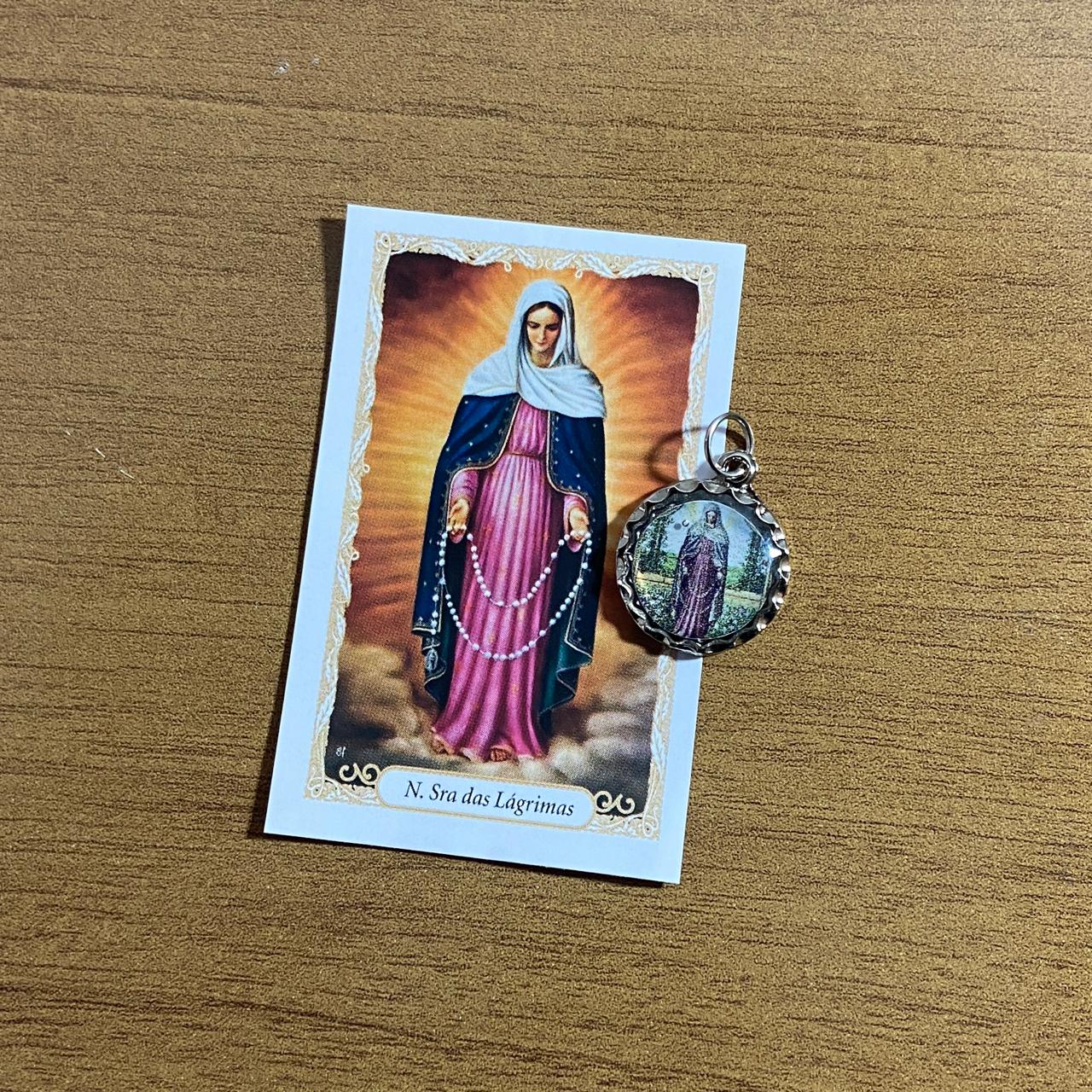 MEDALHA NÍQUEL RESINADA NOSSA SENHORA DAS LAGRIMAS (6 UNIDADE)