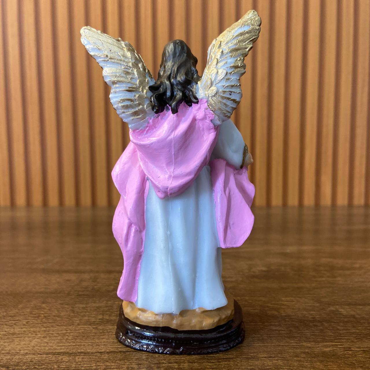 IMAGEM DE RESINA NACIONAL ANJO DA GUARDA ROSA COM CRIANÇA 14CM (1 UNIDADE)