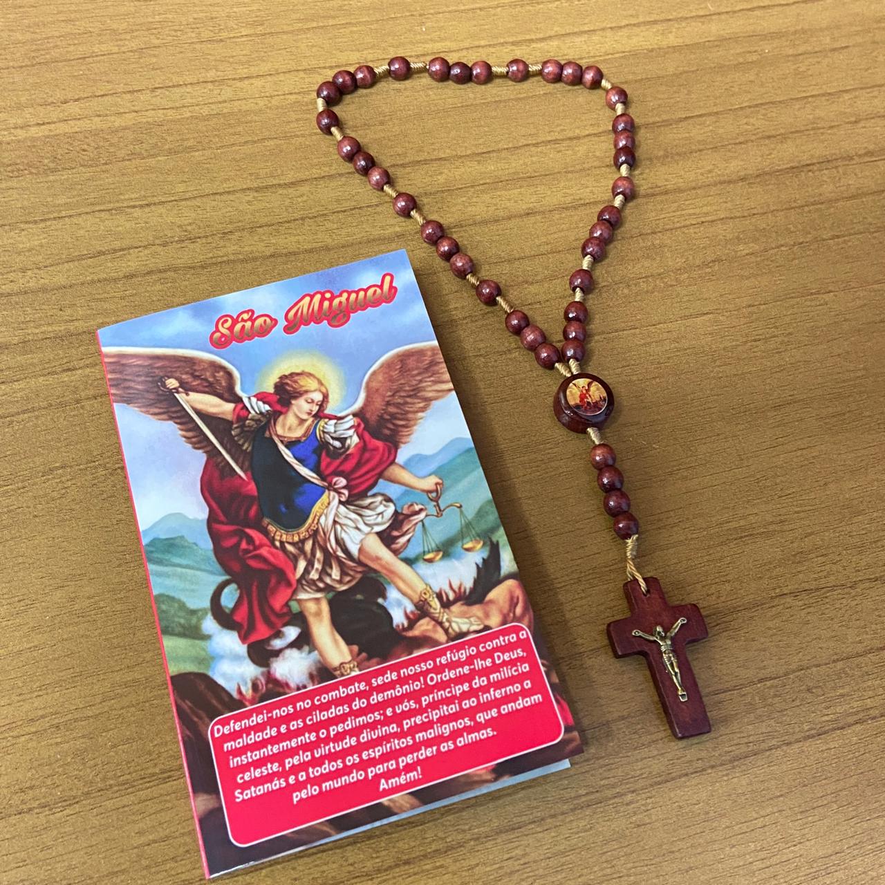 ROSÁRIO DE MADEIRA SÃO MIGUEL ARCANJO MOD2 6MM (3 UNIDADE)