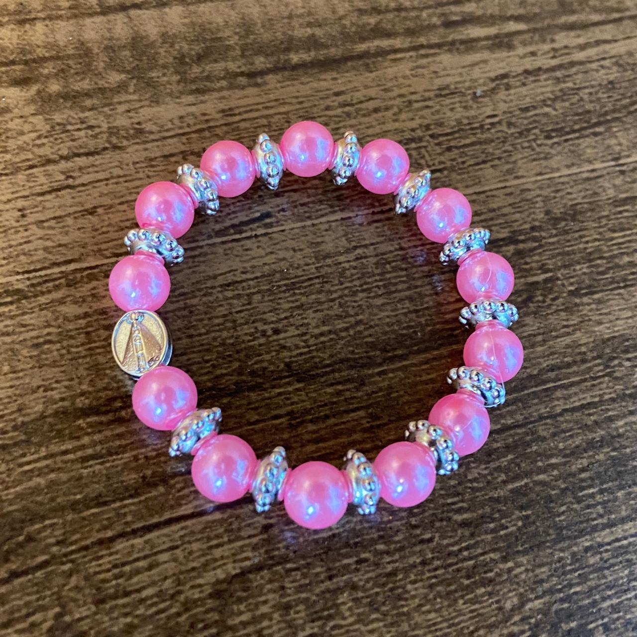 PULSEIRA PÉROLA INFANTIL NOSSA SENHORA APARECIDA ROSA (06 UNIDADES)