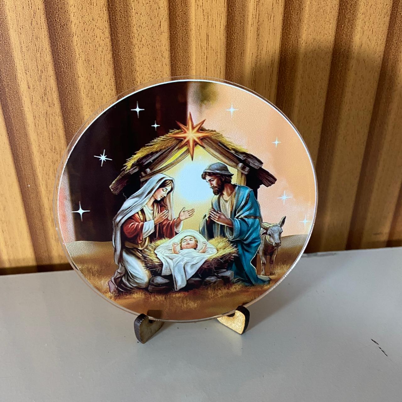 ADORNO DE MESA ACRÍLICO RESINADO PRESÉPIO MOD2 9,5CM (1 UNIDADE)