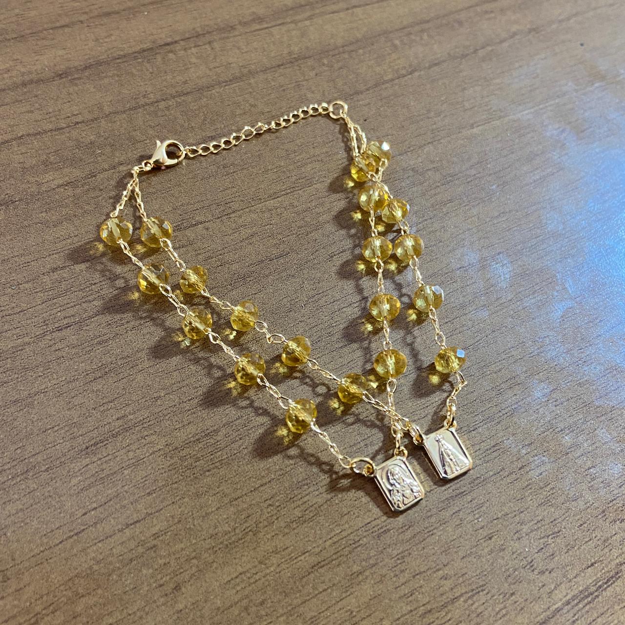 PULSEIRA ESCAPULARIO CRISTAL AMARELO (3 UNIDADES)