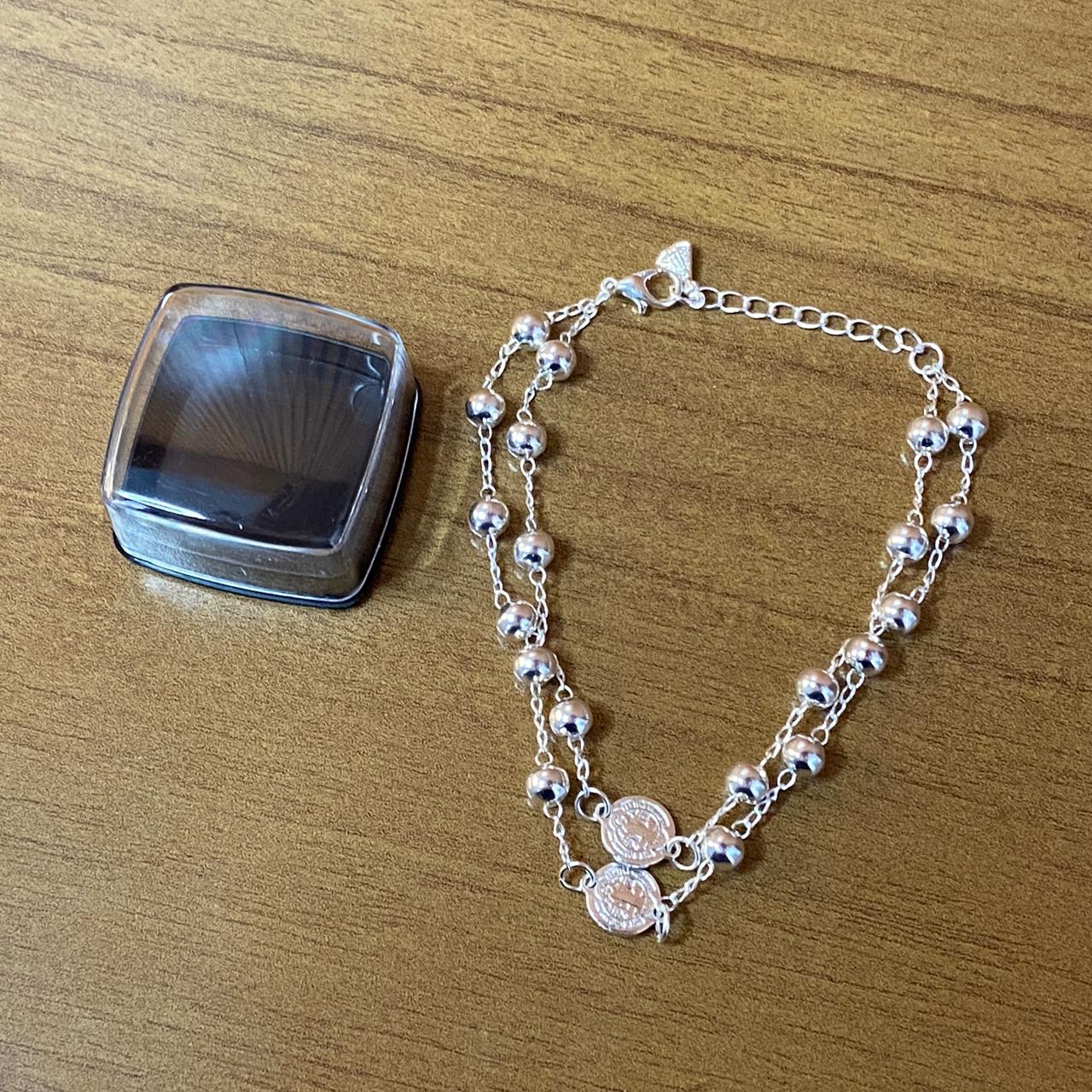 PULSEIRA ESCAPULARIO PRATEADO MEDALHA SÃO BENTO (3 UNIDADES)