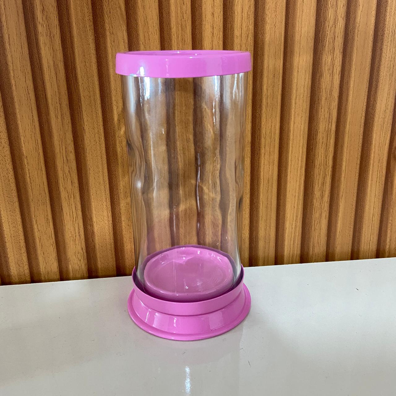 PORTA VELA DE VIDRO G ROSA 18CM (1 UNIDADE)