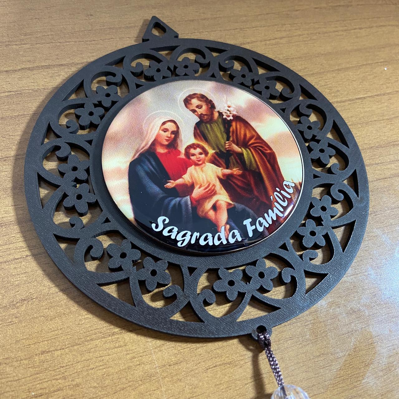 MANDALA MDF TABACO SAGRADA FAMÍLIA 26CM (1 UNIDADE)
