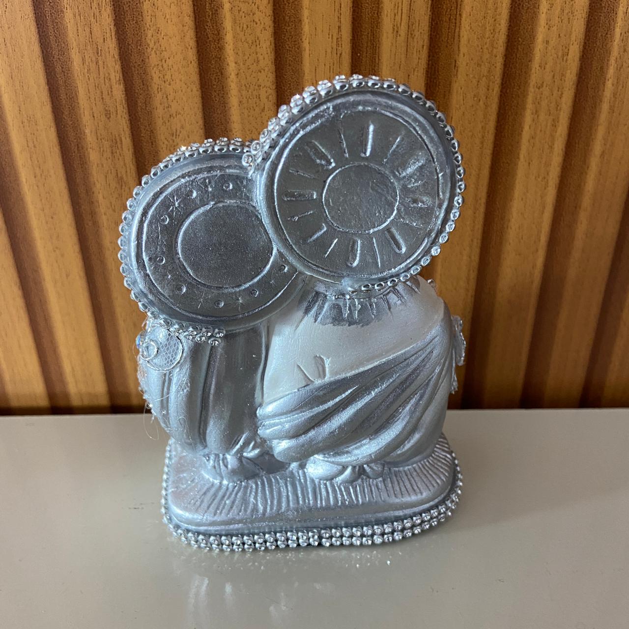 BUSTO DE GESSO SAGRADA FAMÍLIA DECOUPAGE PRATA 15CM MOD2 (1 UNIDADE)