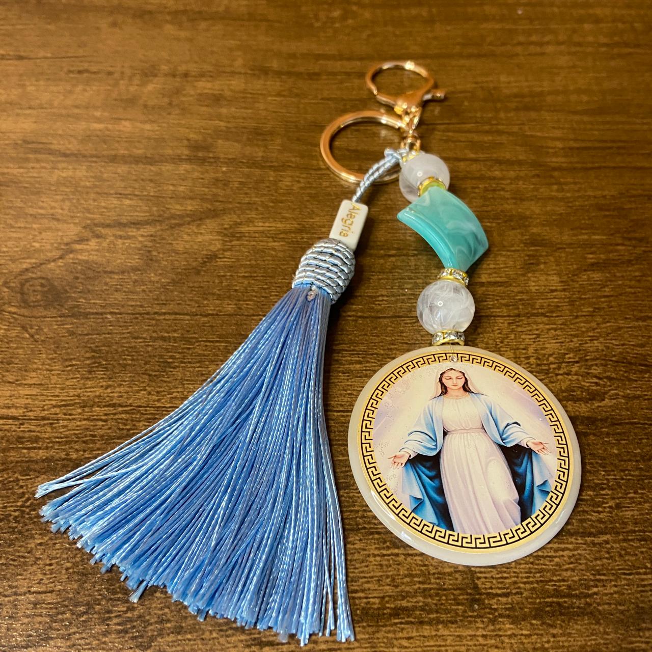 CHAVEIRO DE PEDRARIAS NOSSA SENHORA DAS GRAÇAS RESINADO (1 UNIDADE)