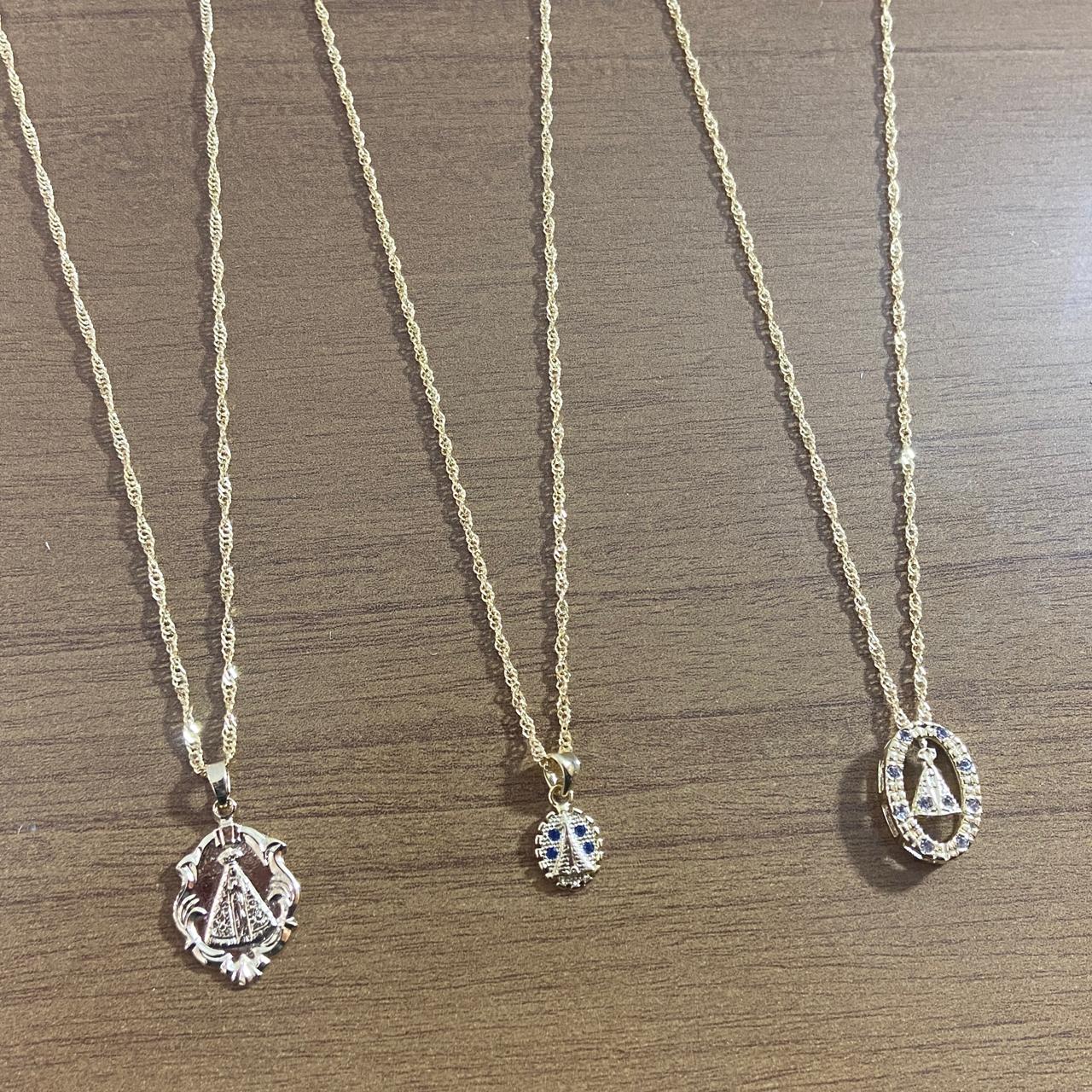 CORRENTE DOURADA NOSSA SENHORA APARECIDA MODELOS SORTIDOS MOD2 (3 UNIDADES)