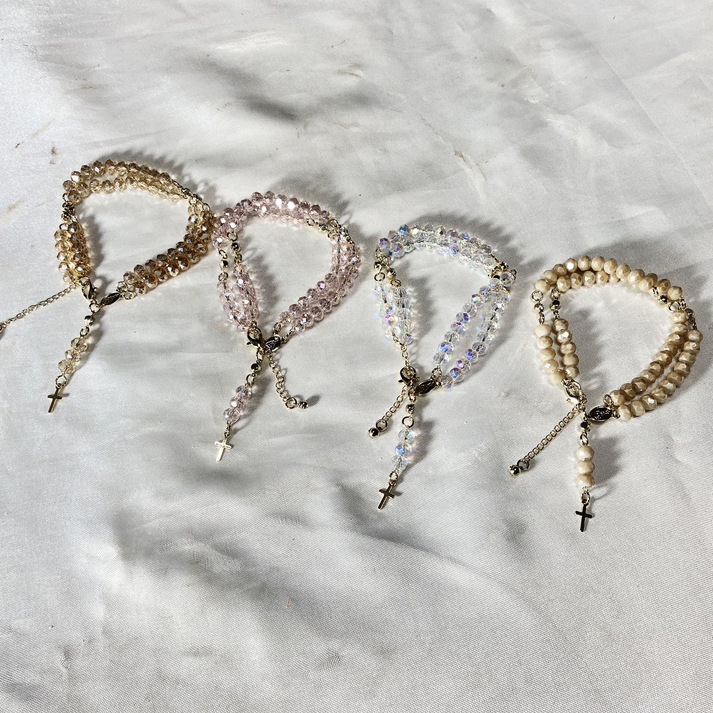TERÇO PULSEIRA CRISTAL CORES SORTIDAS (3 UNIDADES)