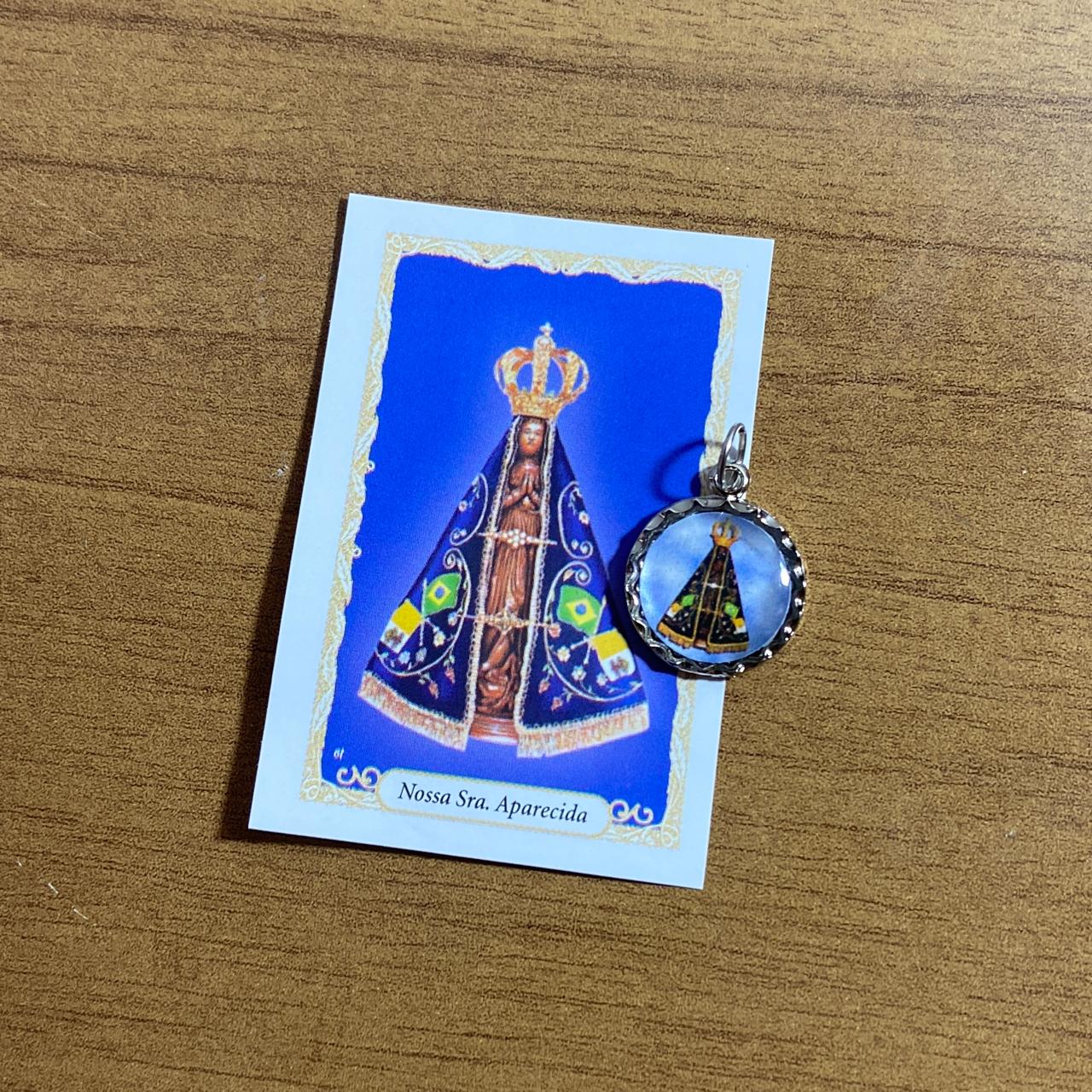 MEDALHA NÍQUEL RESINADA NOSSA SENHORA APARECIDA (6 UNIDADE)