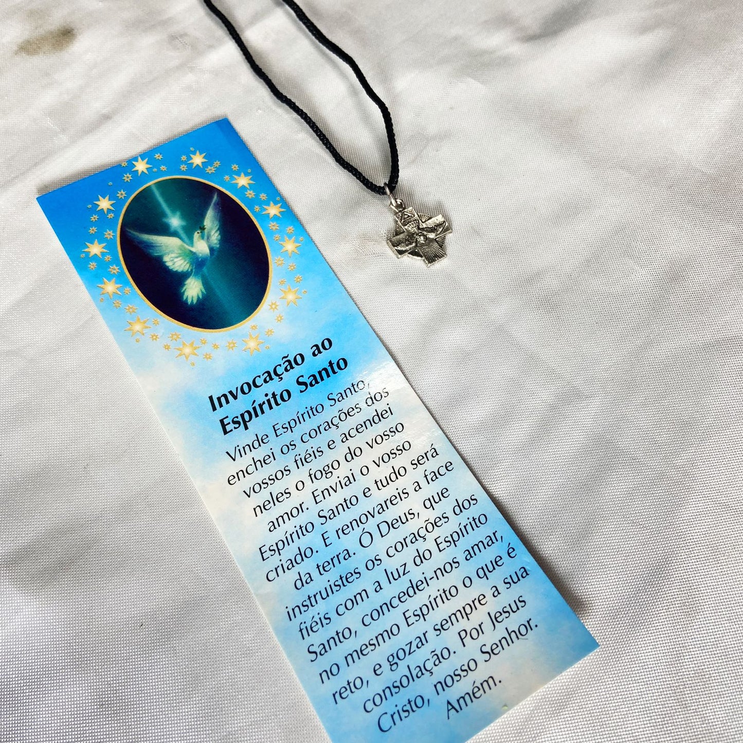 CORDÃO COM MEDALHA PRATA VELHA DIVINO ESPÍRITO SANTO (1 UNIDADES)