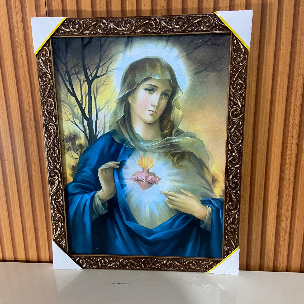 QUADRO COM MOLDURA RESINADO IMACULADO CORAÇÃO DE MARIA 44CMX34CM (1 UNIDADE)