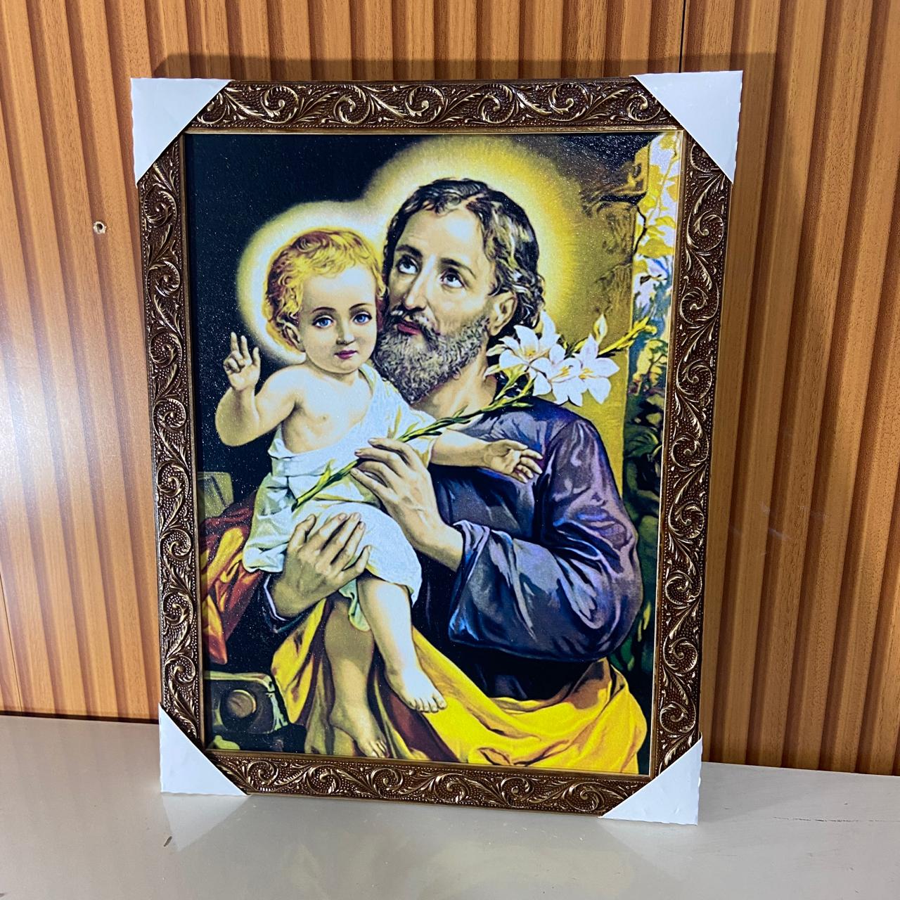 QUADRO COM MOLDURA RESINADO SÃO JOSÉ 44CMX34CM (1 UNIDADE)