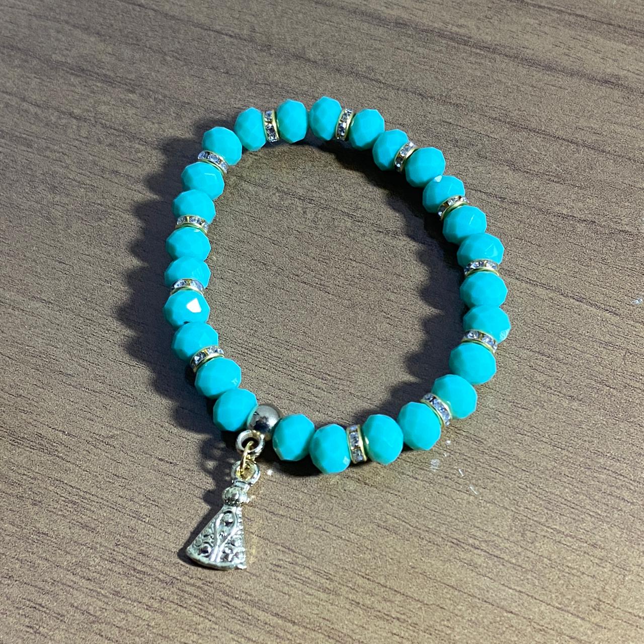 PULSEIRA CRISTAL VERDE NOSSA SENHORA APARECIDA MOD2 (06 UNIDADES)